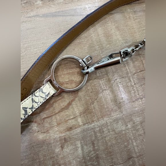 Vintage Prada metal hardware round loop snakeskin thin leather belt - Picture 8 of 17